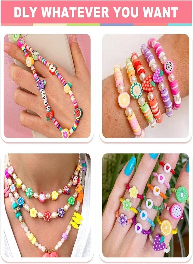 Veemok Clay Beads Bracelet Making Aesthetic Kit | Polymer Heishi Beads | Preppy Letter Beads Set | DIY Friendship Bracelet Kit with Pearls | Charms | Jewelry Making Set for Girls | Creative Gift Box (Charm) - Image 4